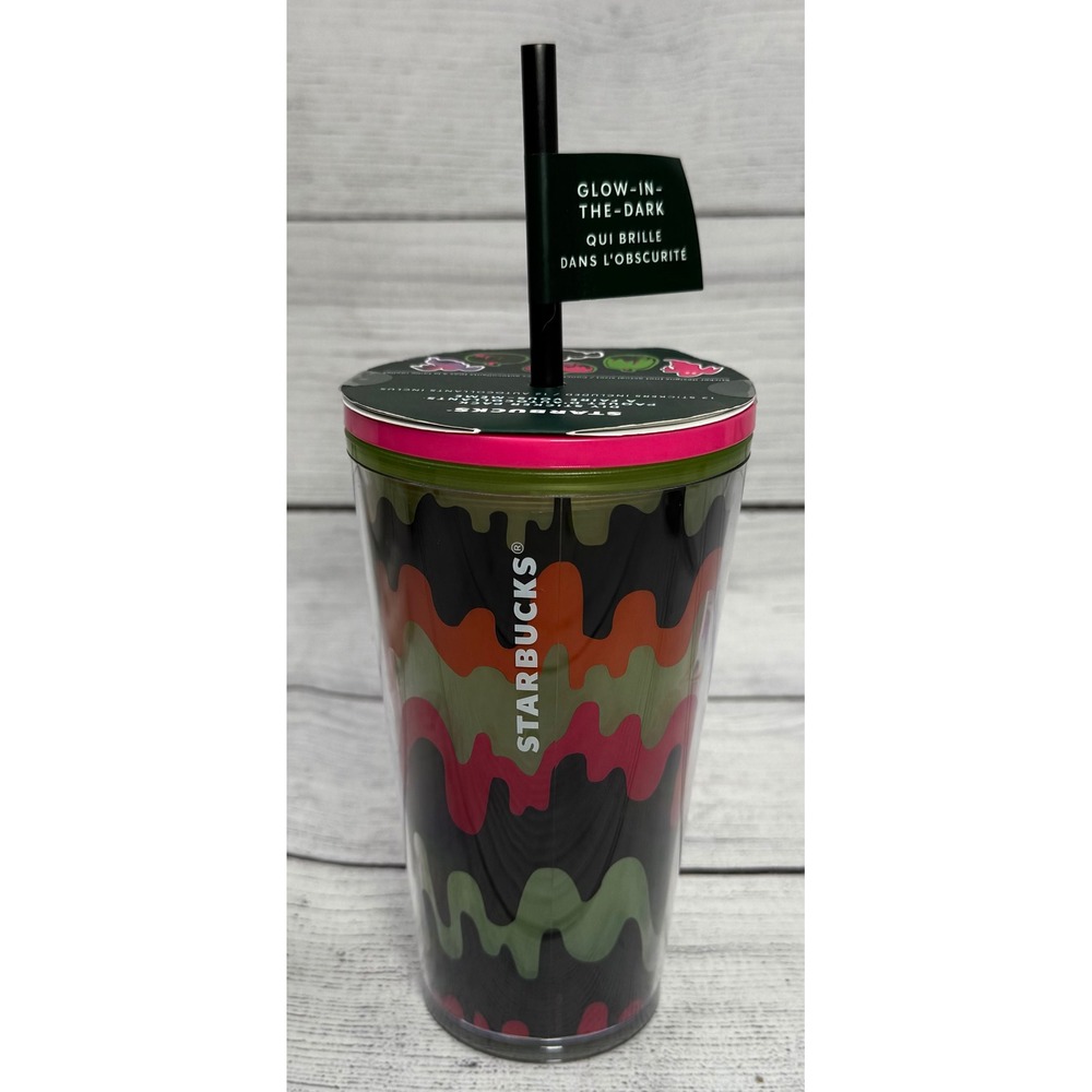 Starbucks Halloween 2023 Slime Drip‎ Glow in the Dark Tumbler with Stickers 16oz